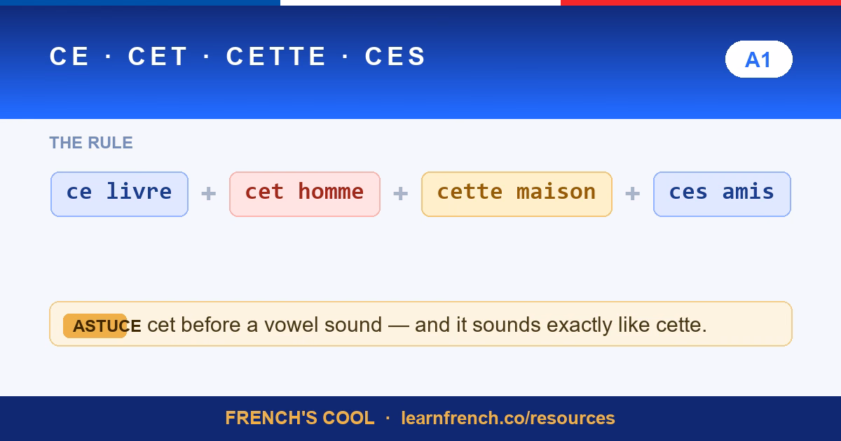 ce cet cette ces lesson poster