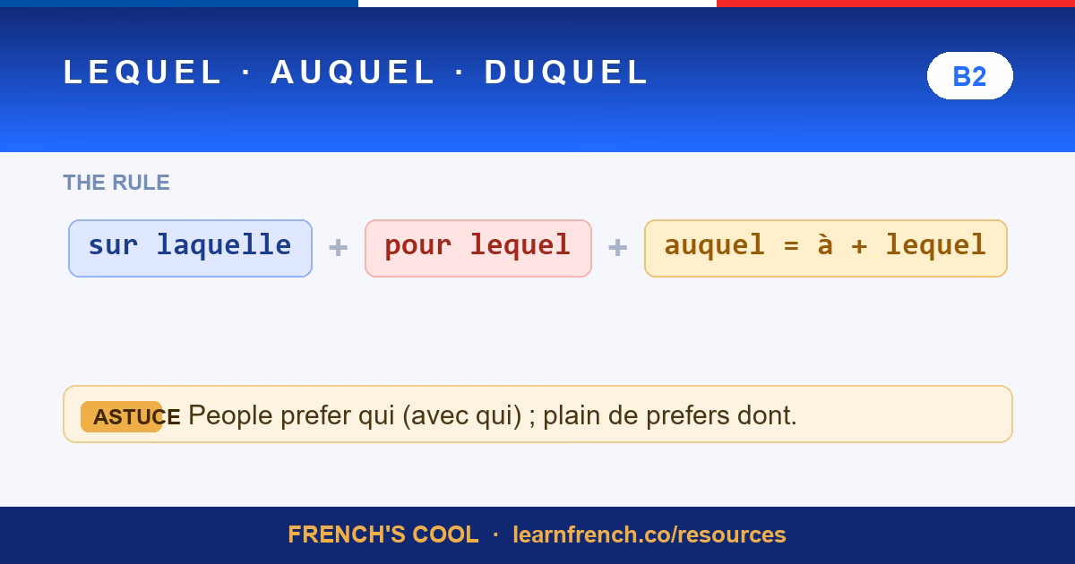 lequel auquel duquel lesson poster