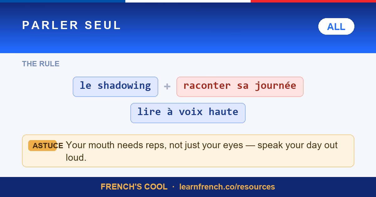 practise french speaking alone lesson poster