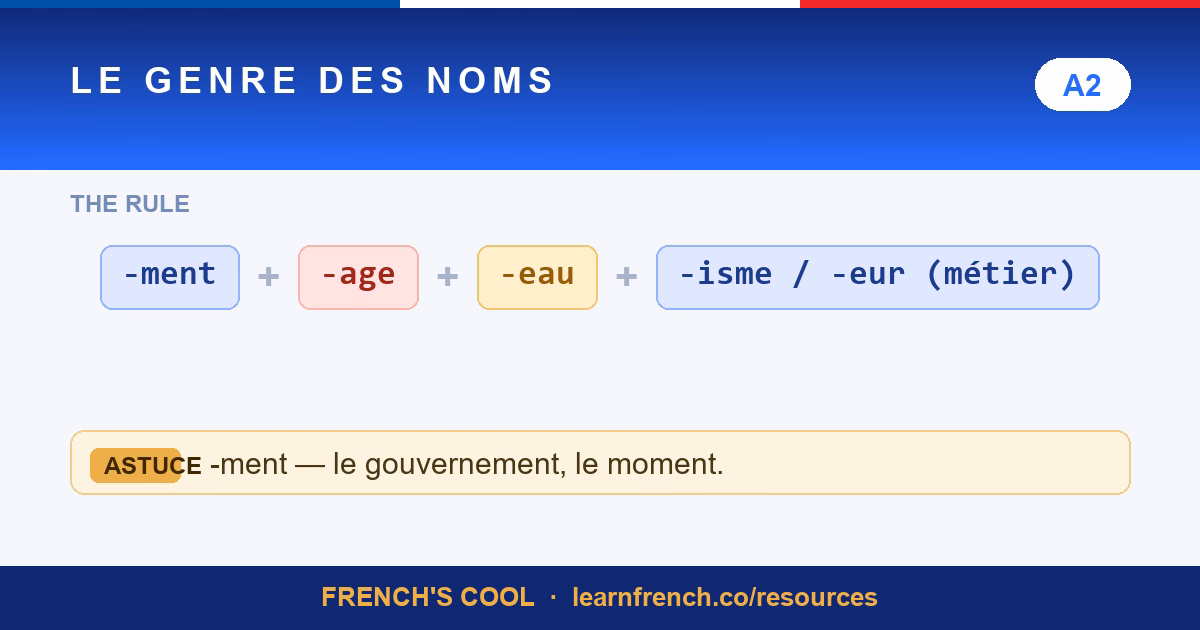 Le Genre des Noms — French grammar quiz in 20 seconds