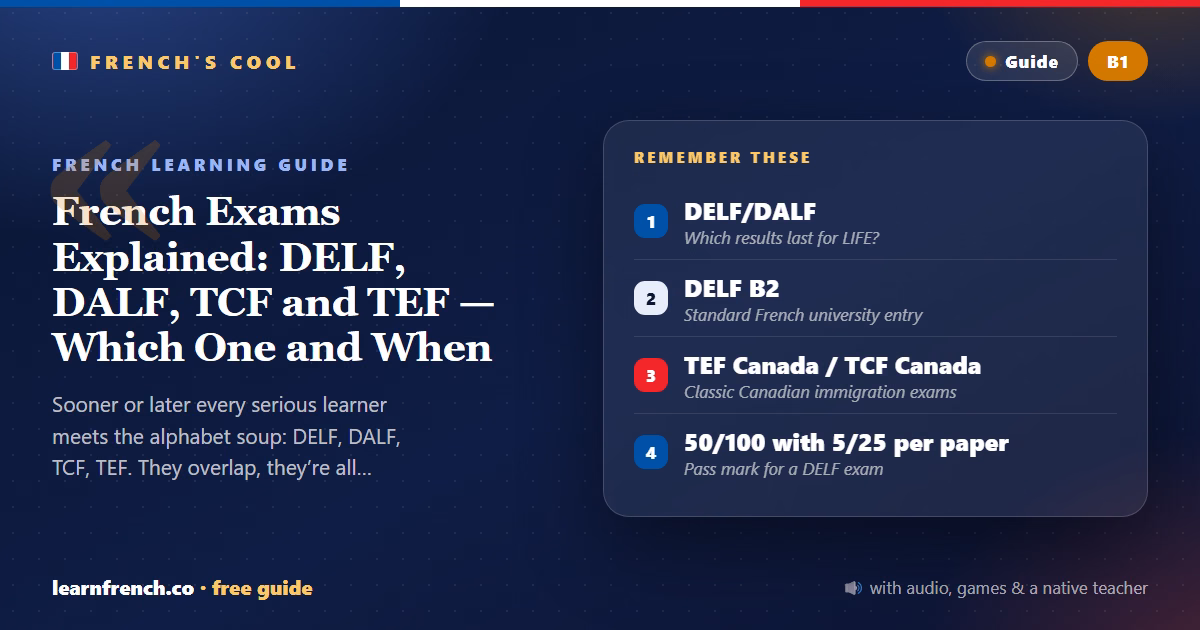 French Exams Explained: DELF, DALF, TCF and TEF — Which One and When — 5 things to know in 20 seconds