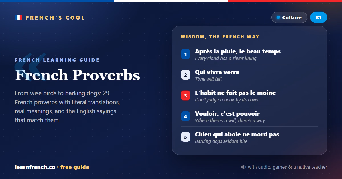 French Proverbs: 29 Famous Sayings with English Equivalents — 5 things to know in 20 seconds