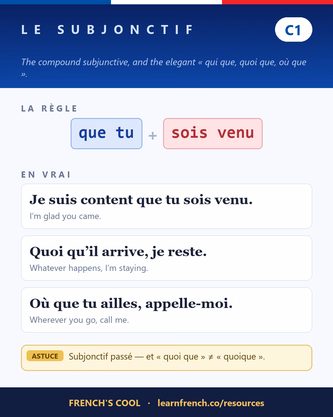 French grammar poster: Le subjonctif at level C1