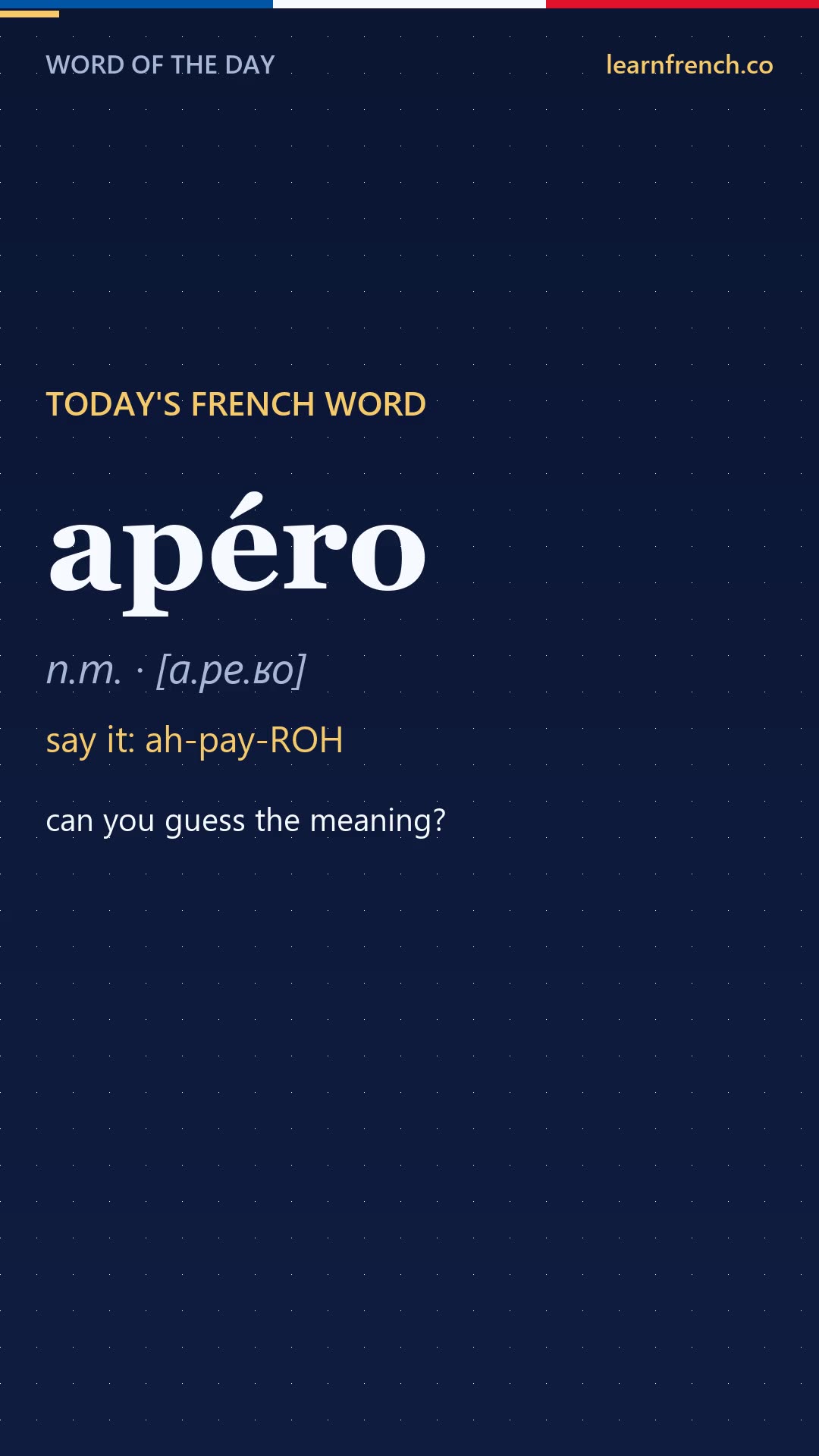 apéro — French Word of the Day in 20 seconds