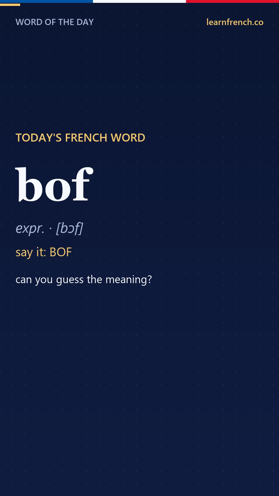 bof — French Word of the Day in 20 seconds