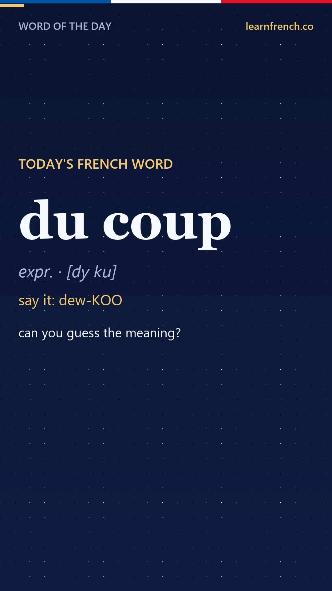 du coup — French Word of the Day in 20 seconds