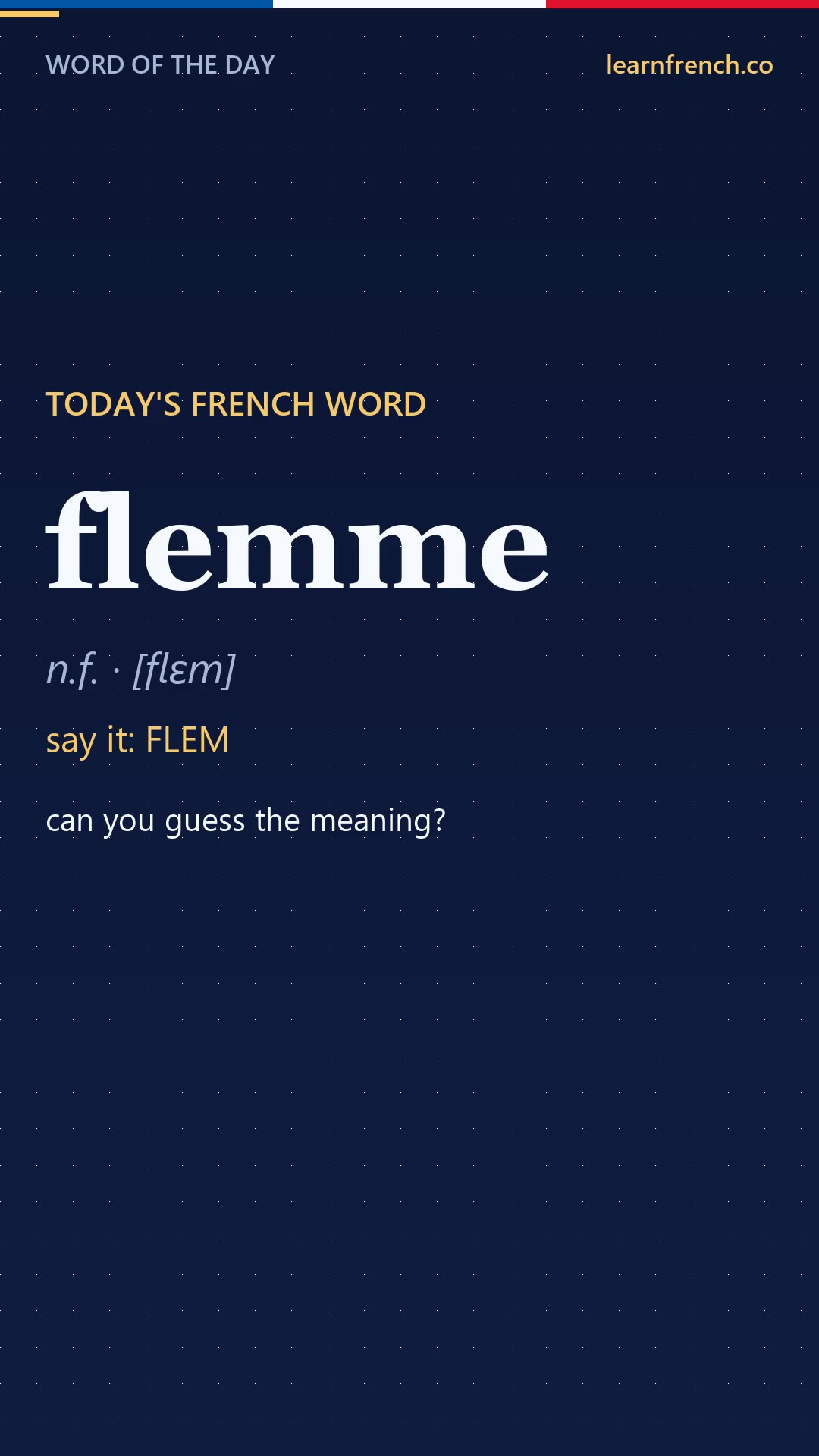 flemme — French Word of the Day in 20 seconds