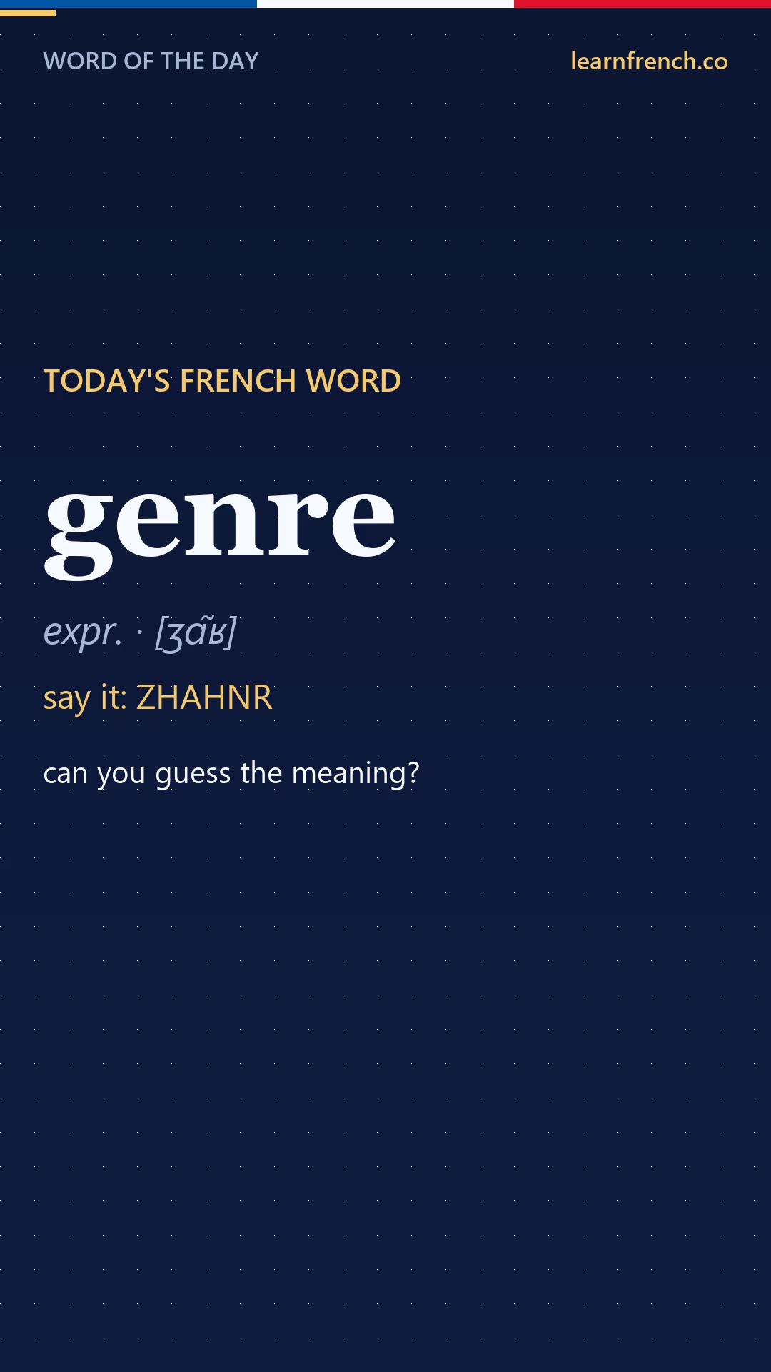 genre — French Word of the Day in 20 seconds